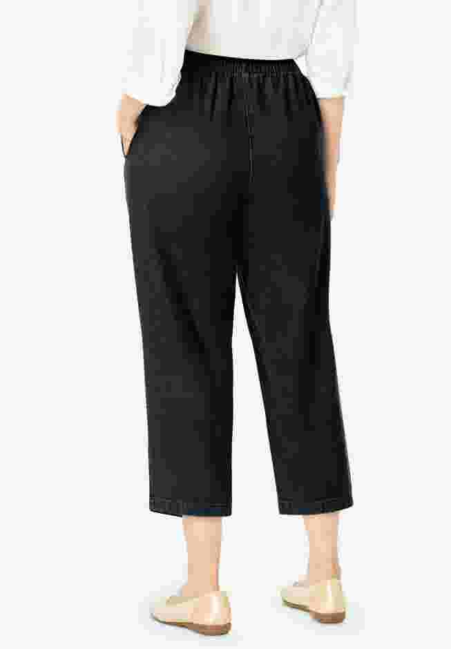 7-Day Elastic-Waist Pull-On Cotton Denim Capri Jeans image number 1