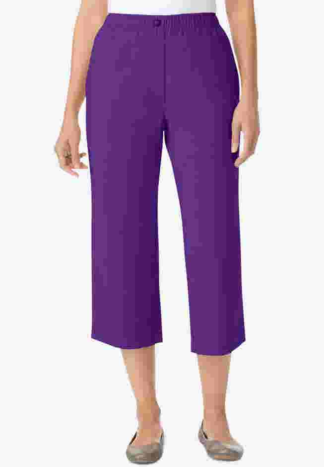 7-Day Elastic-Waist Pull-On Cotton Denim Capri Jeans image number 0
