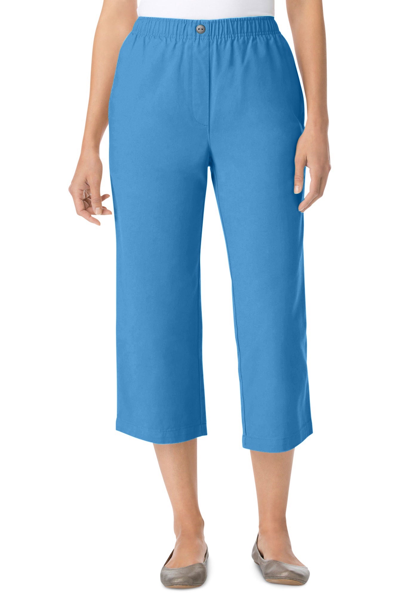 7-Day Elastic-Waist Pull-On Cotton Denim Capri Jeans image number 0