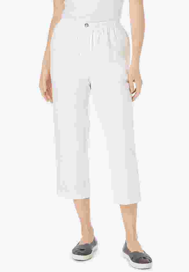 7-Day Elastic-Waist Pull-On Cotton Denim Capri Jeans image number 0