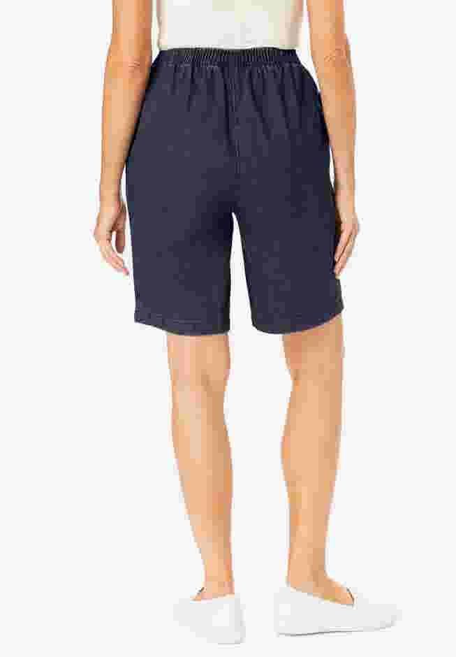 7-Day Elastic-Waist Pull-On Cotton Denim Shorts image number 1