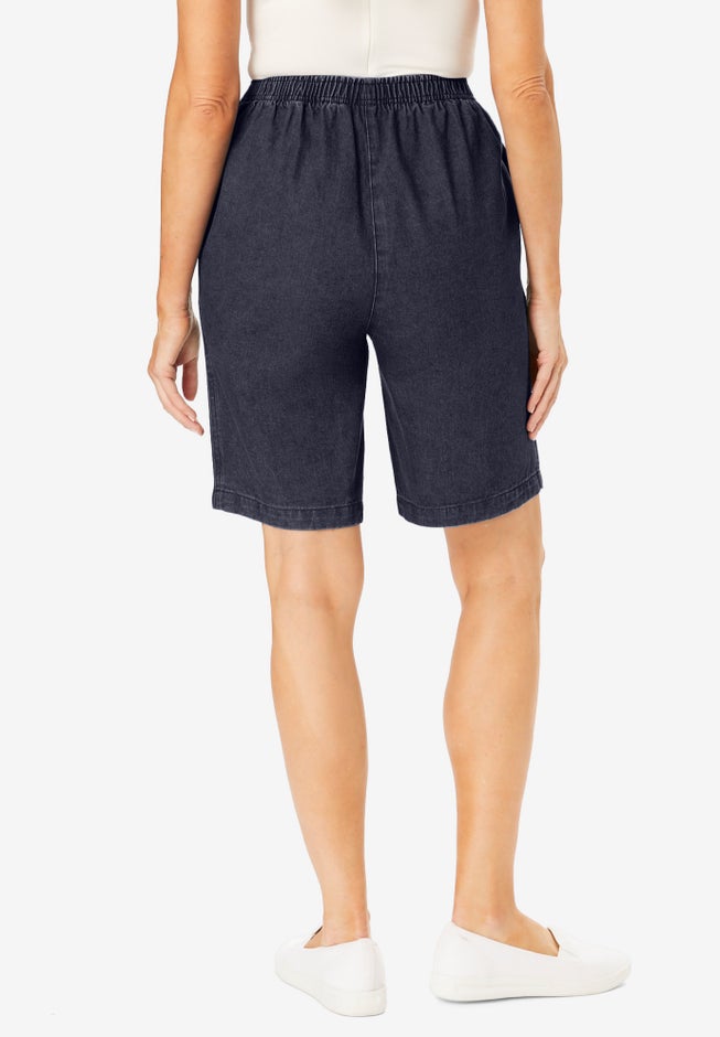 7-Day Elastic-Waist Pull-On Cotton Denim Shorts image number 1