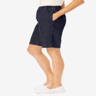 7-Day Elastic-Waist Pull-On Cotton Denim Shorts image number null