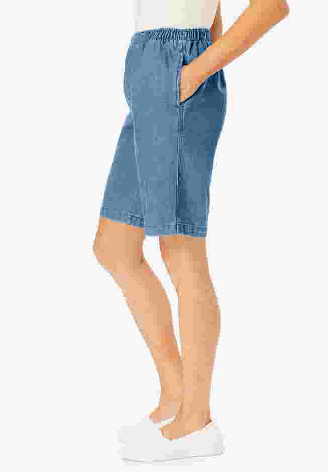 7-Day Elastic-Waist Pull-On Cotton Denim Shorts image number 2