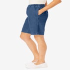 7-Day Elastic-Waist Pull-On Cotton Denim Shorts image number null