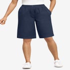 7-Day Elastic-Waist Pull-On Cotton Denim Shorts image number null