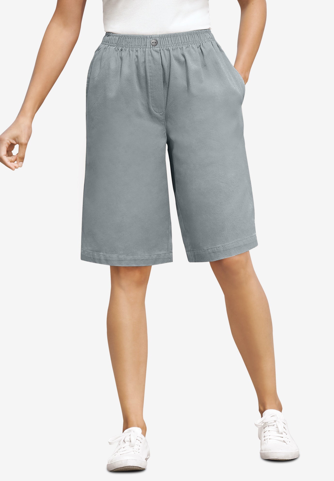 7-Day Elastic-Waist Pull-On Cotton Denim Shorts image number 0