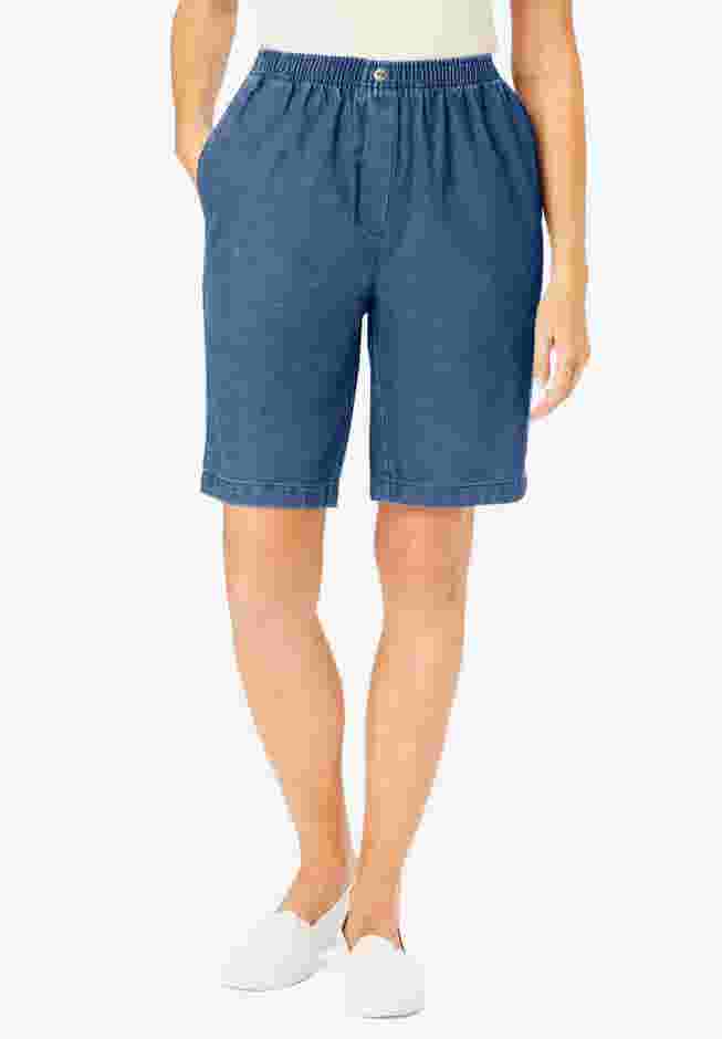 7-Day Elastic-Waist Cotton Denim Short image number 0