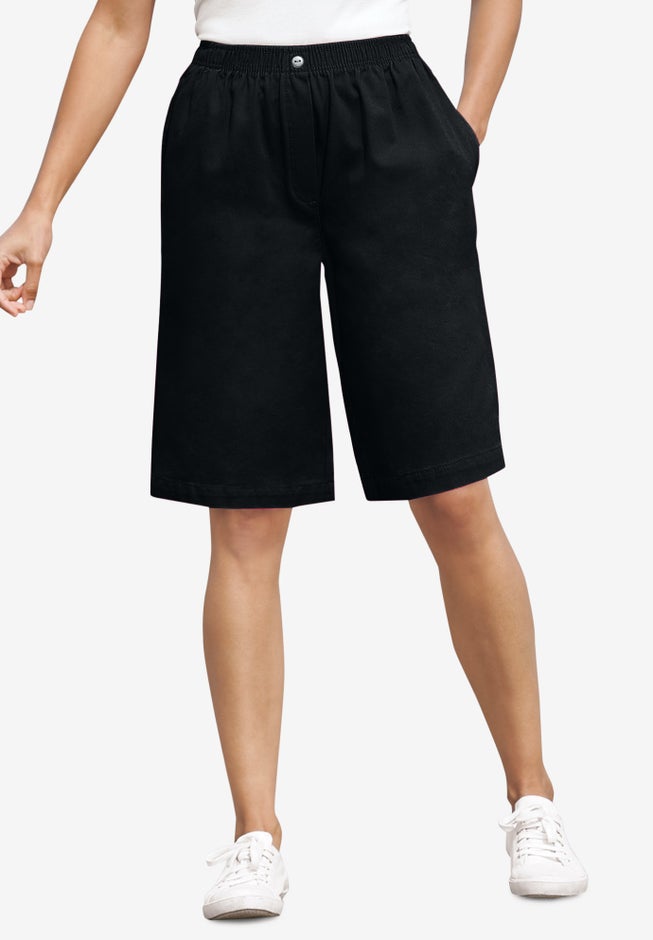 7-Day Elastic-Waist Pull-On Cotton Denim Shorts image number 0