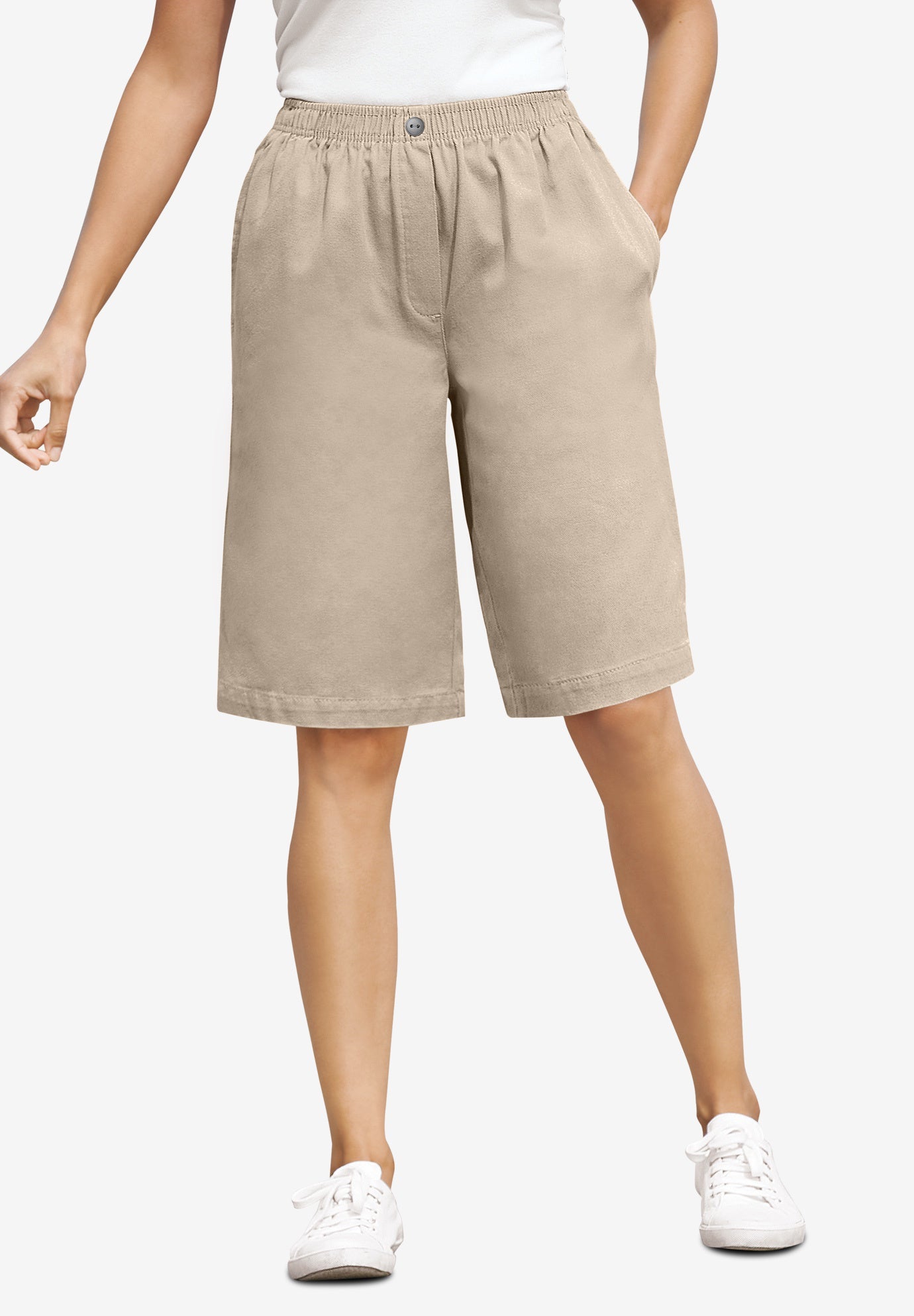 7-Day Elastic-Waist Pull-On Cotton Denim Shorts image number 0