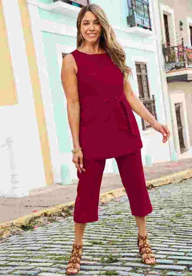 2-Piece Linen Capri Set image number 0