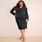 Plus Size Long Sleeve Shawl-Collar Jacket & Sheath Skirt Set &ndash; 2-Piece Suit image number 0