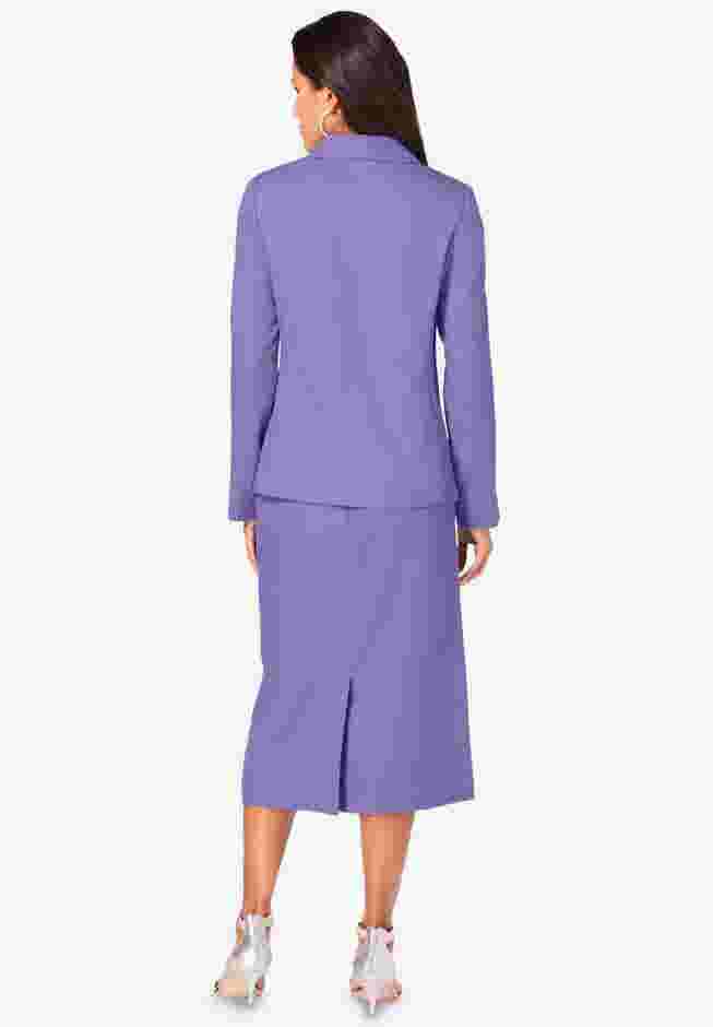 Plus Size Long Sleeve Shawl-Collar Jacket & Sheath Skirt Set – 2-Piece Suit image number 1