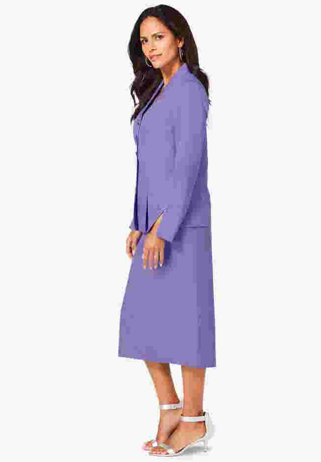 Plus Size Long Sleeve Shawl-Collar Jacket & Sheath Skirt Set – 2-Piece Suit image number 2