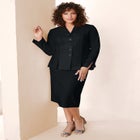 Plus Size Long Sleeve Shawl-Collar Jacket & Sheath Skirt Set &ndash; 2-Piece Suit image number null