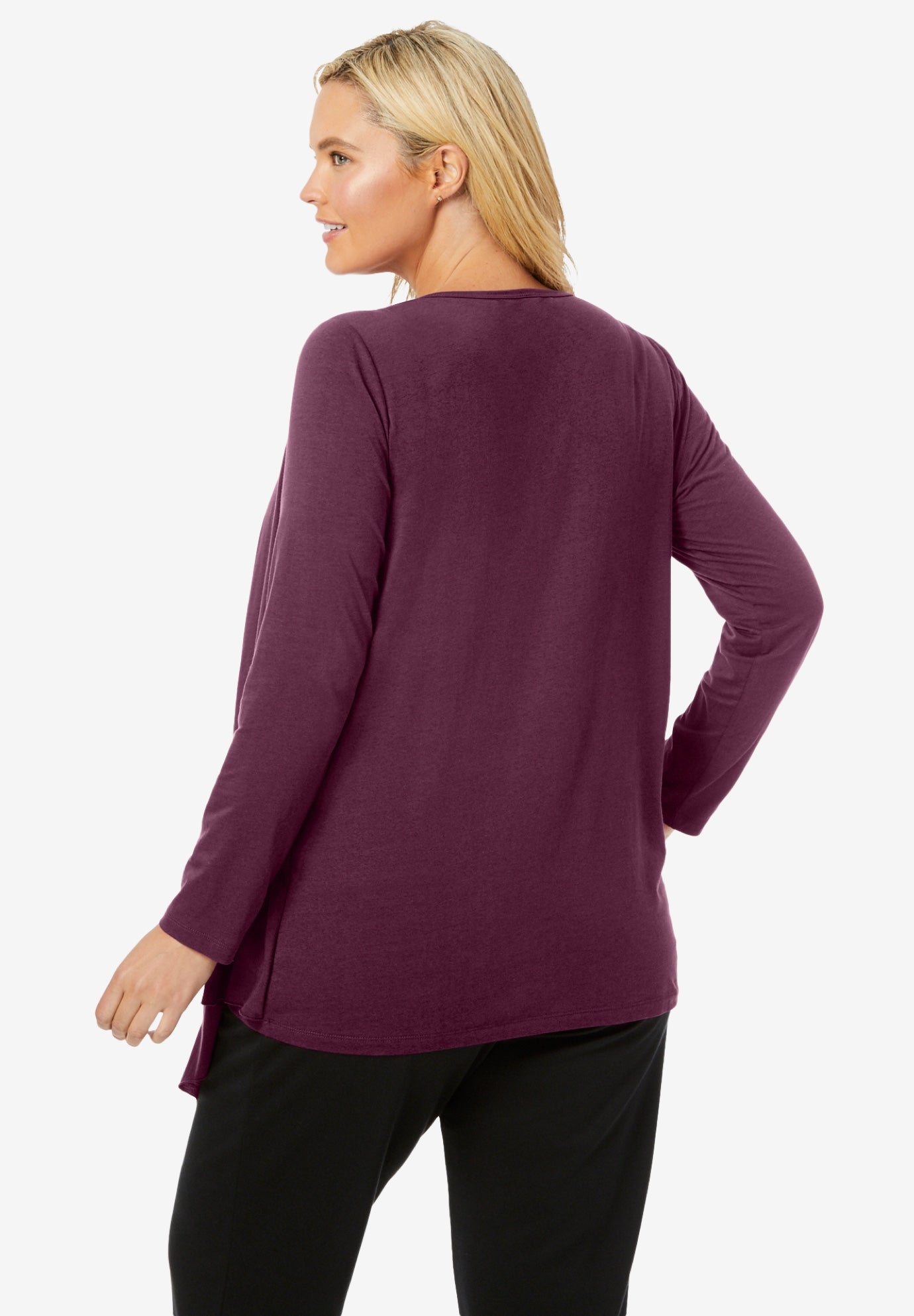 Layered look long top with sequined inset image number 1