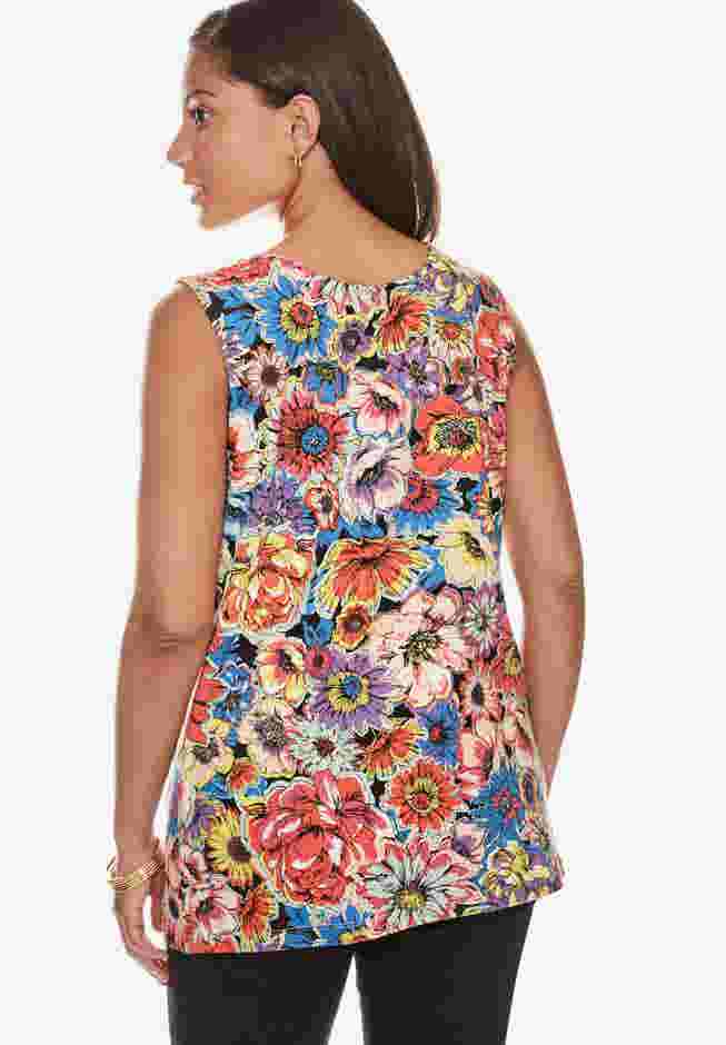 Stretch Cotton Horseshoe Neck Tank image number 1