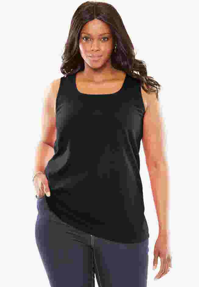 Stretch Cotton Horseshoe Neck Tank image number 0