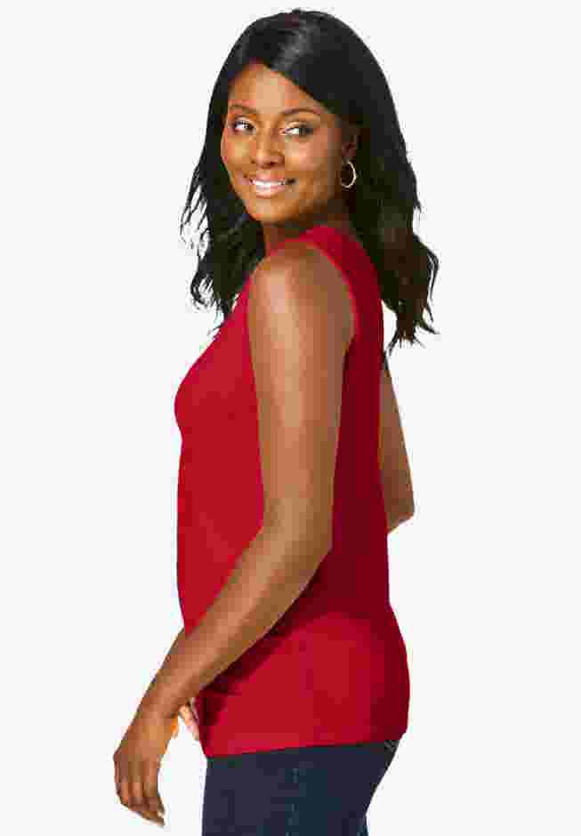 Stretch Cotton Horseshoe Neck Tank image number 2