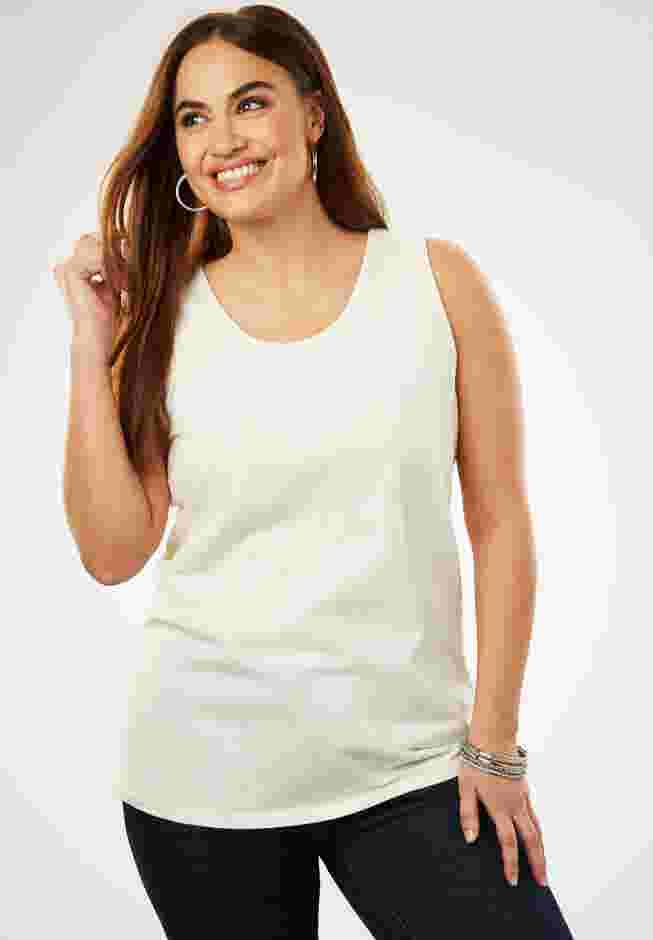 Stretch Cotton Horseshoe Neck Tank image number 3