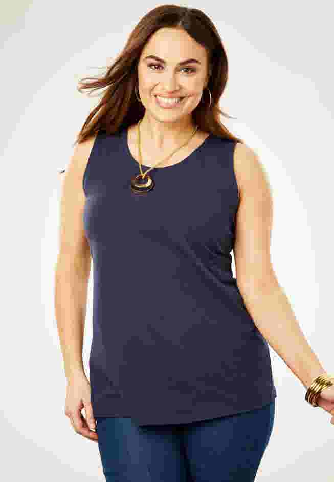 Stretch Cotton Horseshoe Neck Tank image number 4