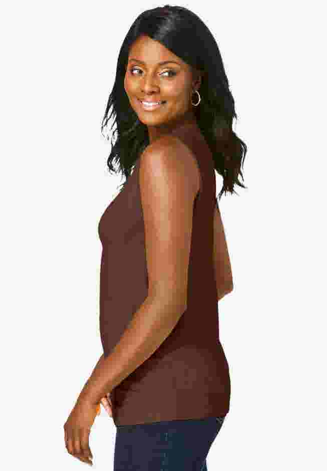 Stretch Cotton Horseshoe Neck Tank image number 1