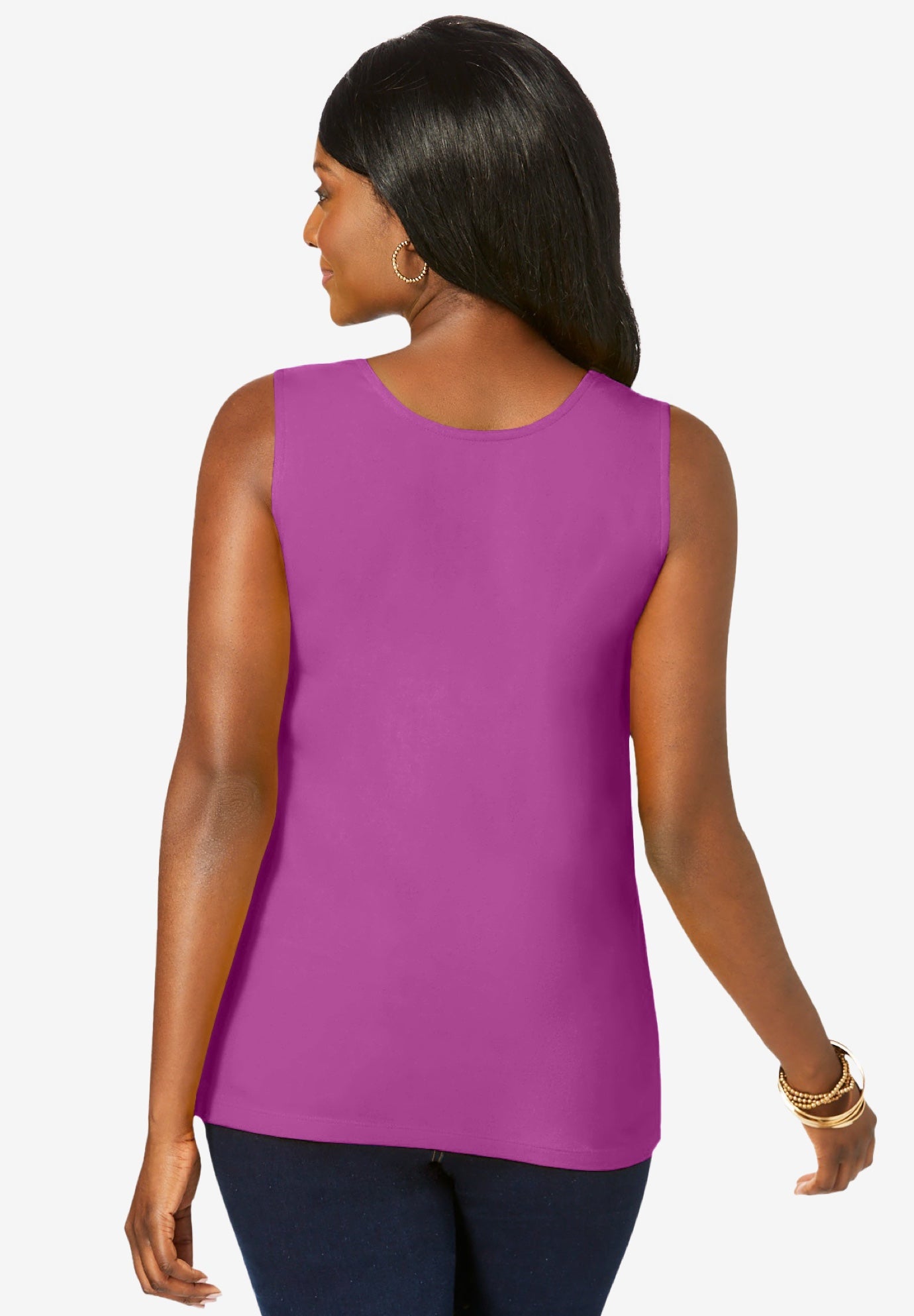 Stretch Cotton Horseshoe Neck Tank image number 2