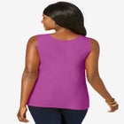 Stretch Cotton Horseshoe Neck Tank image number null