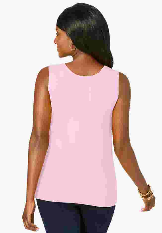 Stretch Cotton Horseshoe Neck Tank image number 1