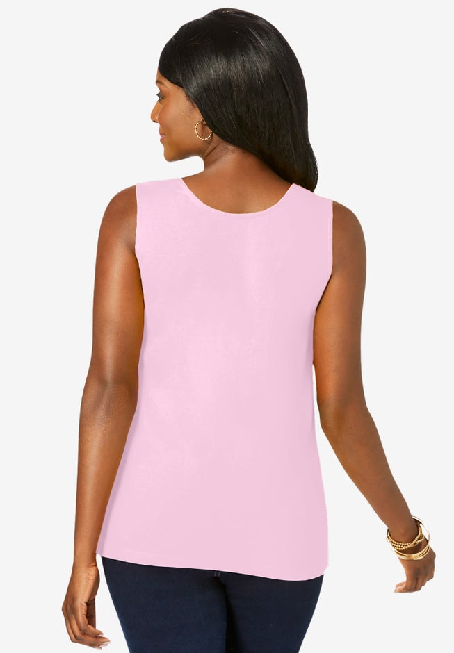 Stretch Cotton Horseshoe Neck Tank image number 2