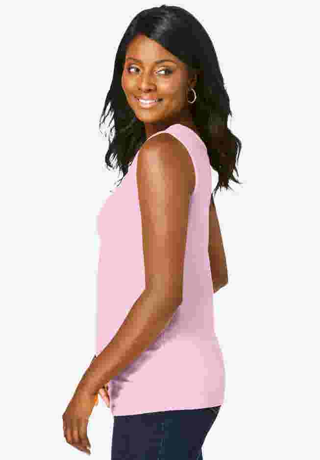 Stretch Cotton Horseshoe Neck Tank image number 2