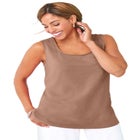 Stretch Cotton Horseshoe Neck Tank image number null
