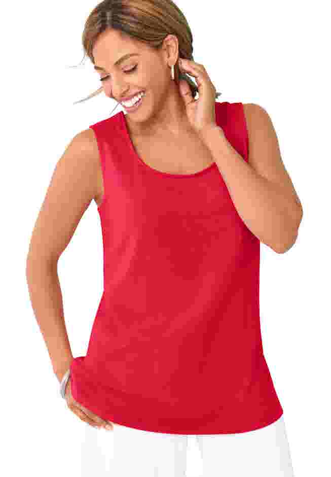 Stretch Cotton Horseshoe Neck Tank image number 0