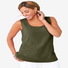 Stretch Cotton Horseshoe Neck Tank image number null