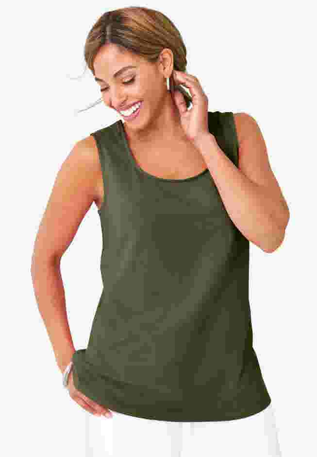 Stretch Cotton Horseshoe Neck Tank image number 0