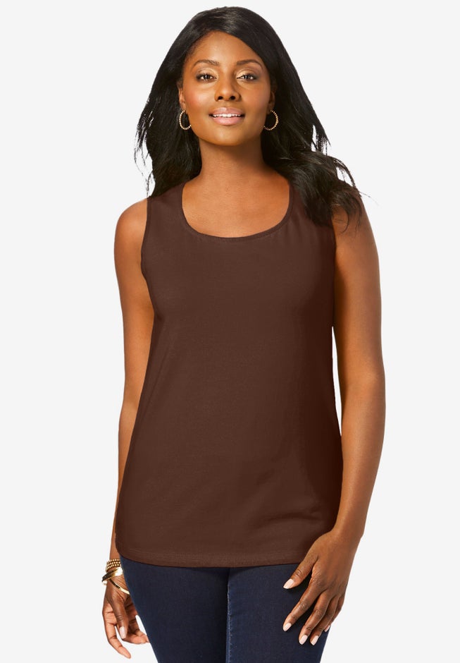 Stretch Cotton Horseshoe Neck Tank image number 0