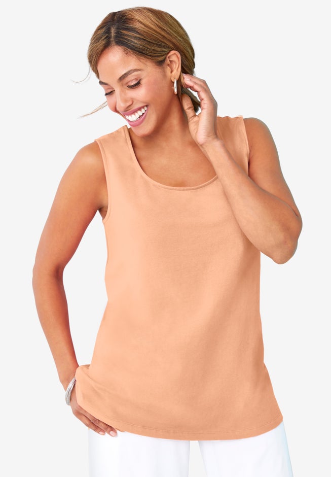 Stretch Cotton Horseshoe Neck Tank image number 0