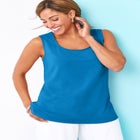 Stretch Cotton Horseshoe Neck Tank image number null
