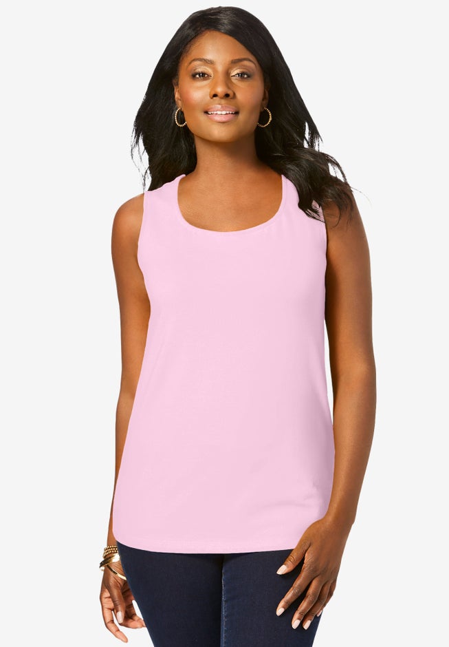 Stretch Cotton Horseshoe Neck Tank image number 0