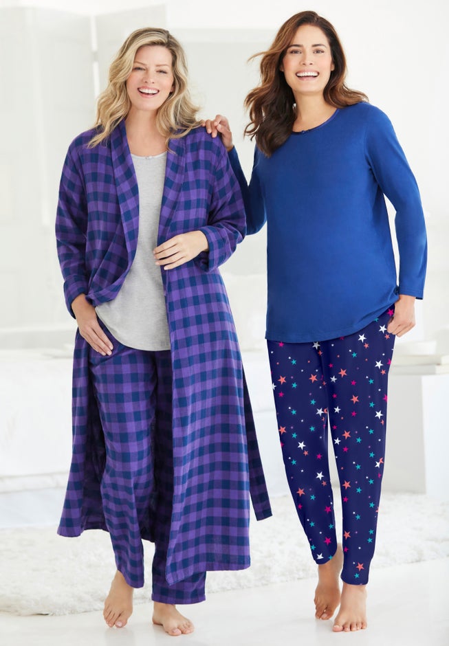 Adr Womens Robes Long Plush, Robes For Women Bathrobe, Plus Size Robe Monochrome Fern Stripe Medium