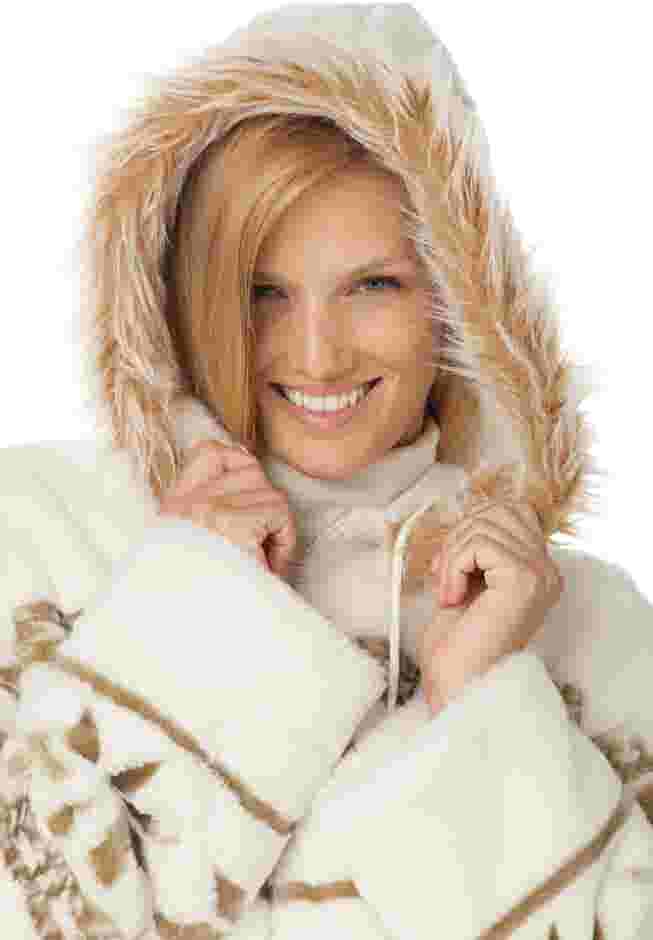 Faux Fur Snowflake Print Hooded Jacket image number 3