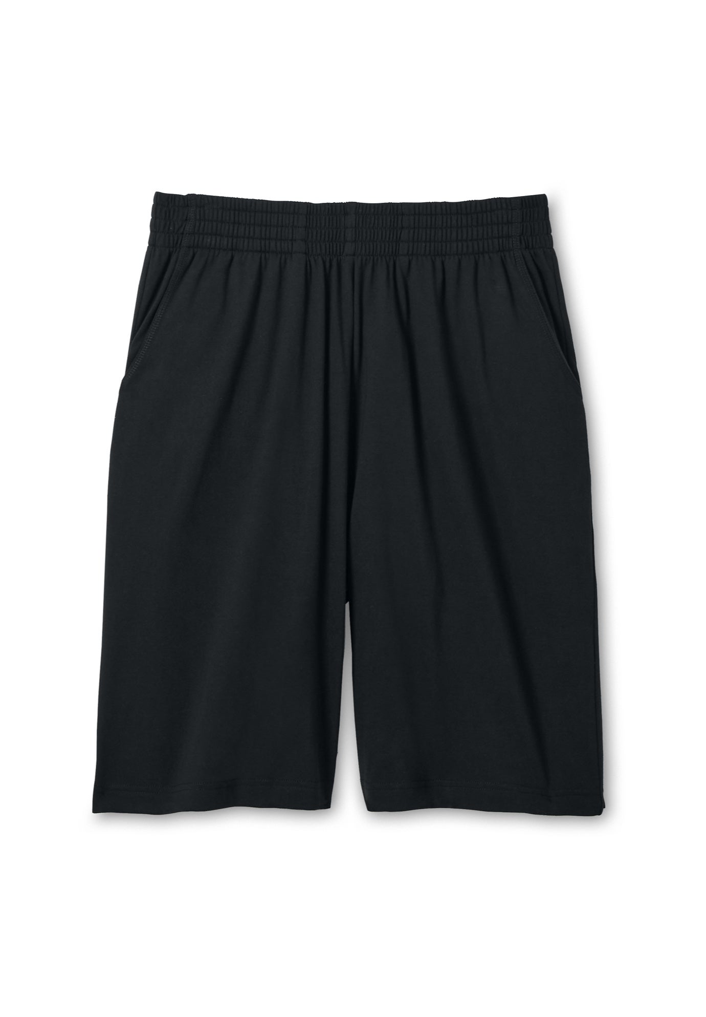 Elastic-Waist Knit Short with Pockets, Black | Woman Within