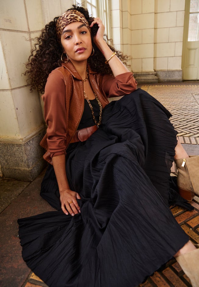 Flowing Crinkled Maxi Skirt image number 1