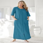 Long French Terry Zip-Front Robe image number null