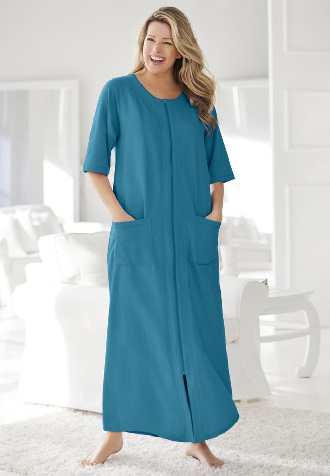 Long French Terry Zip-Front Robe image number 3
