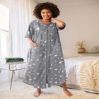 Long French Terry Zip-Front Robe image number null