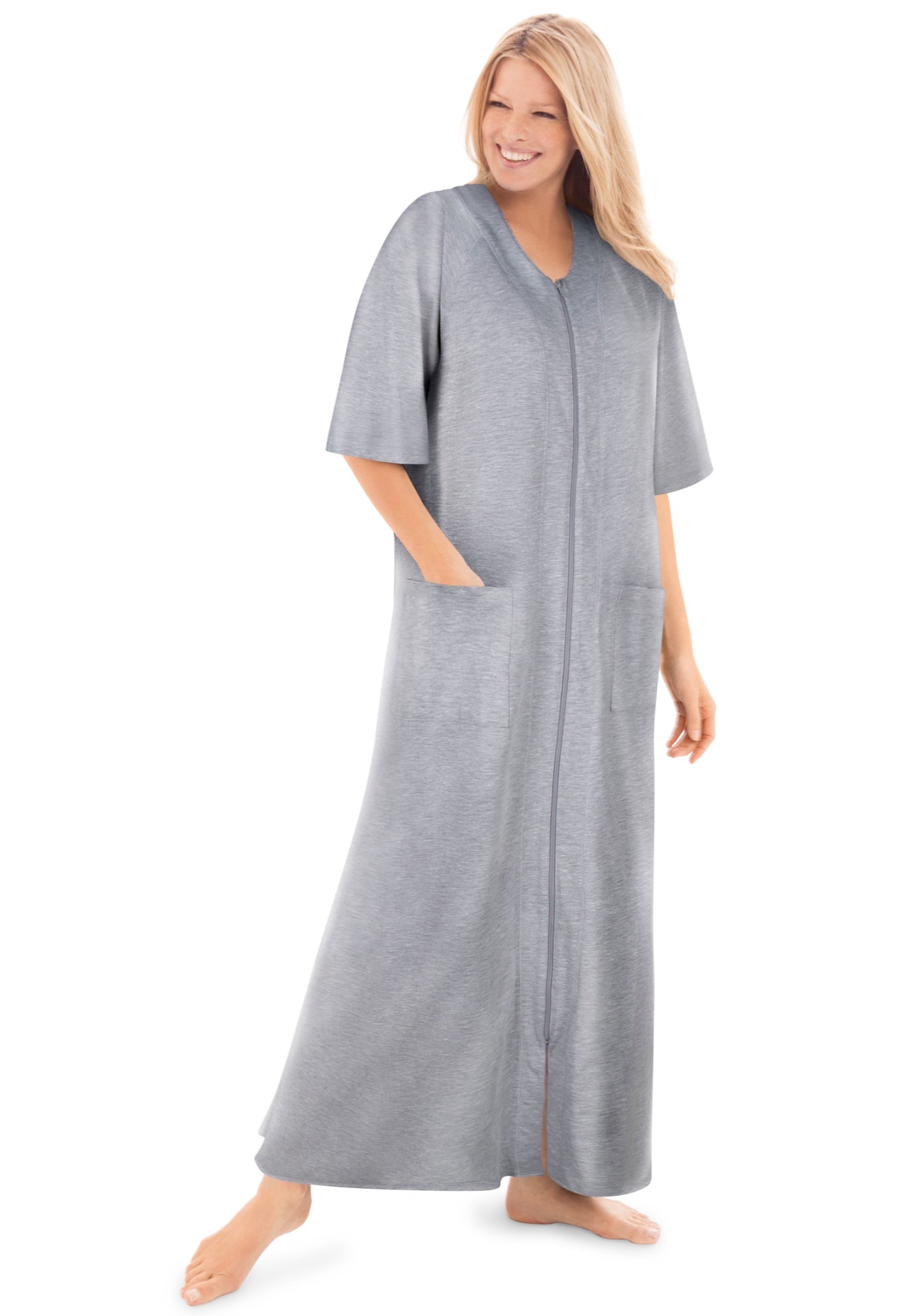Long French Terry Zip-Front Robe image number 0