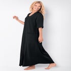 Long French Terry Zip-Front Robe image number null