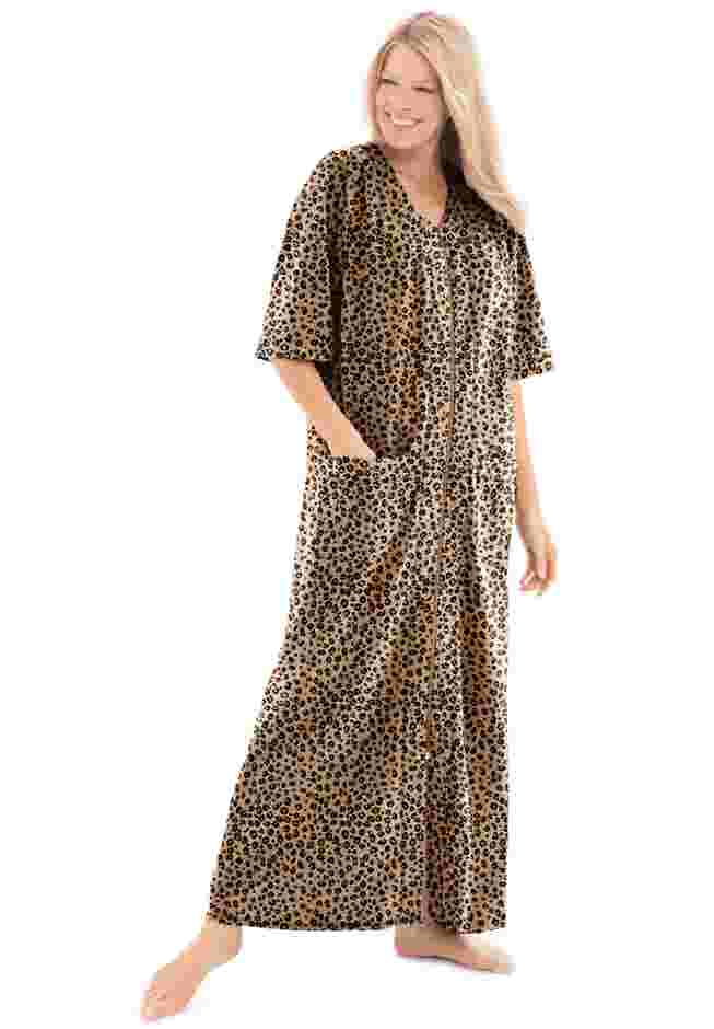 Long French Terry Zip-Front Robe image number 0