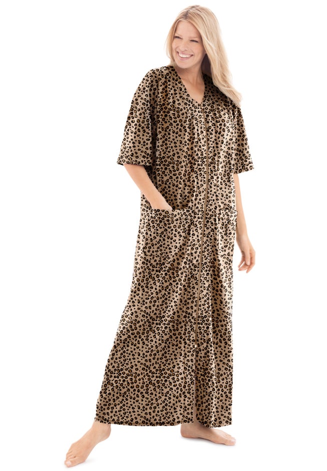 Long French Terry Zip-Front Robe image number 0